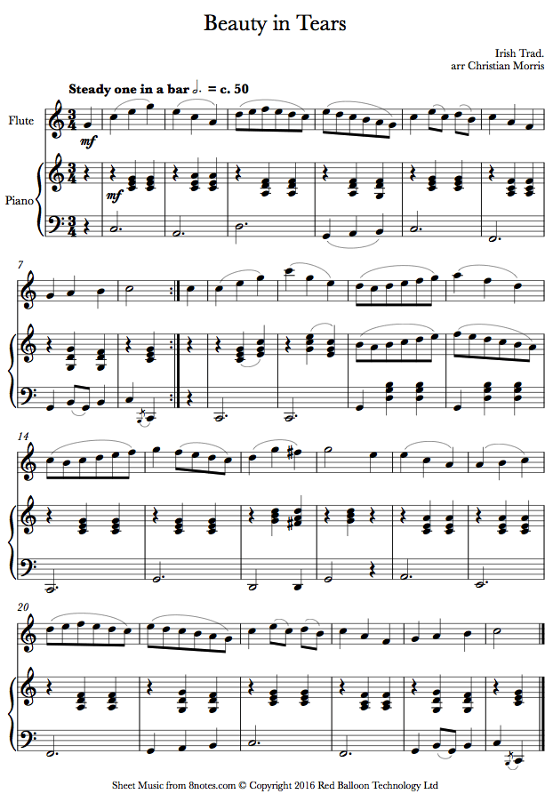 Beauty in Tears sheet music for Flute Beauty in Tears sheet music for Flute