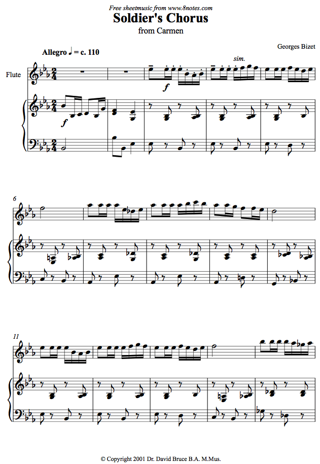 Bizet - Soldier's Chorus from Carmen sheet music for Flute Bizet - Soldier's Chorus from Carmen sheet music for Flute