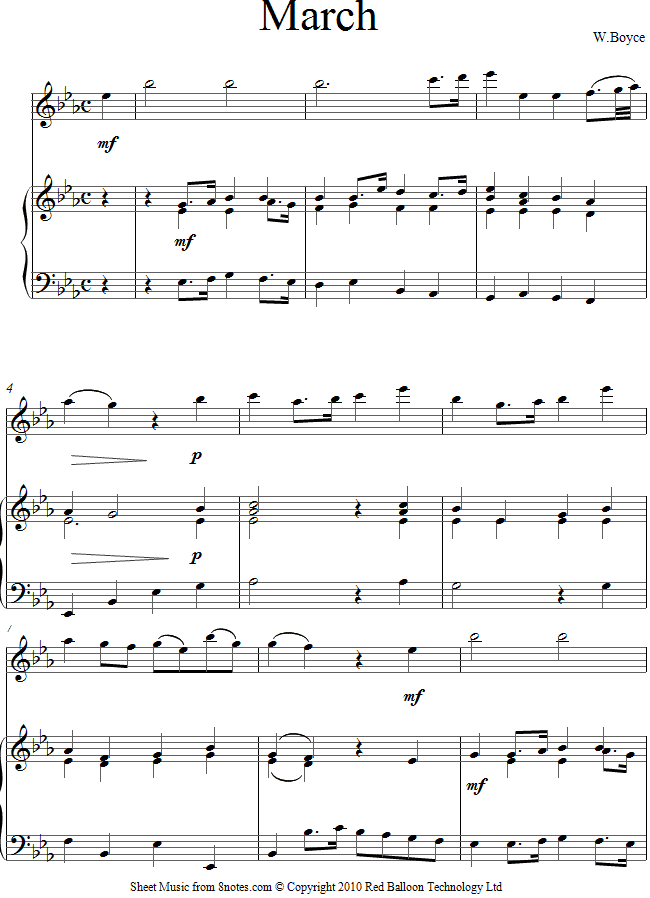 William Boyce - March sheet music for Flute William Boyce - March sheet music for Flute
