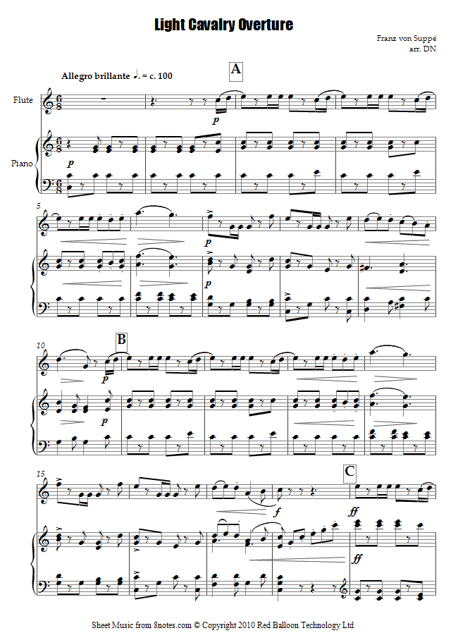 Franz von Suppe - Light Cavalry Overture sheet music for Flute Franz von Suppe - Light Cavalry Overture sheet music for Flute