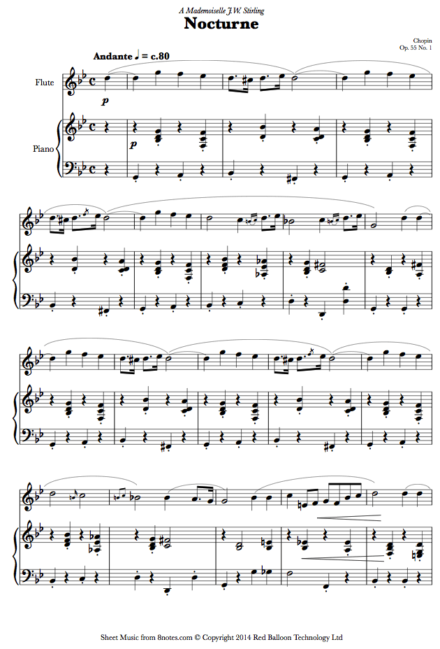 Chopin Nocturne Op.55 No.1 sheet music for Flute Chopin Nocturne Op.55 No.1 sheet music for Flute
