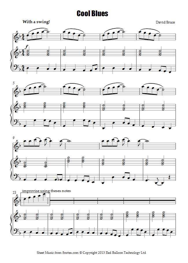 David Bruce Cool Blues sheet music for Flute