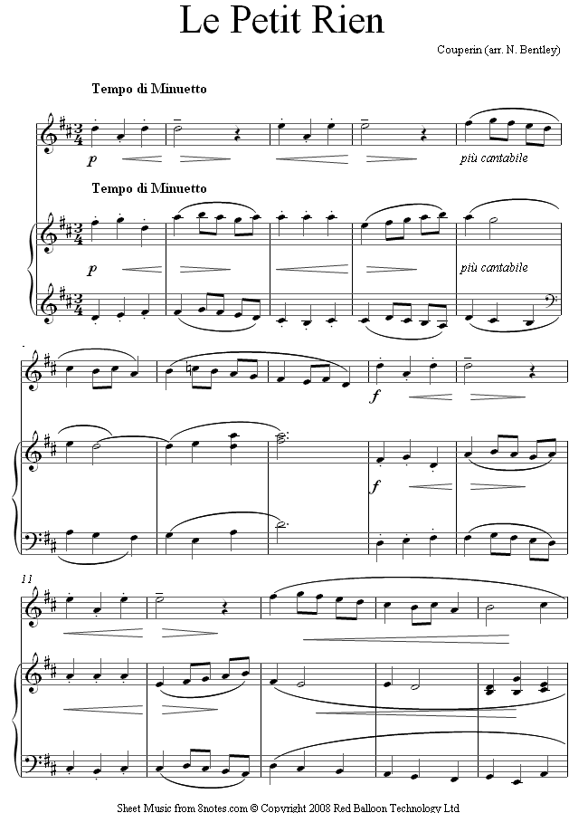 Couperin - Le Petit Rien sheet music for Flute Couperin - Le Petit Rien sheet music for Flute