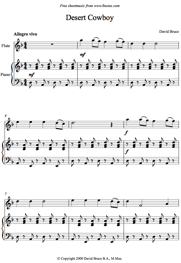 David Bruce - Desert Cowboy sheet music for Flute David Bruce - Desert Cowboy sheet music for Flute