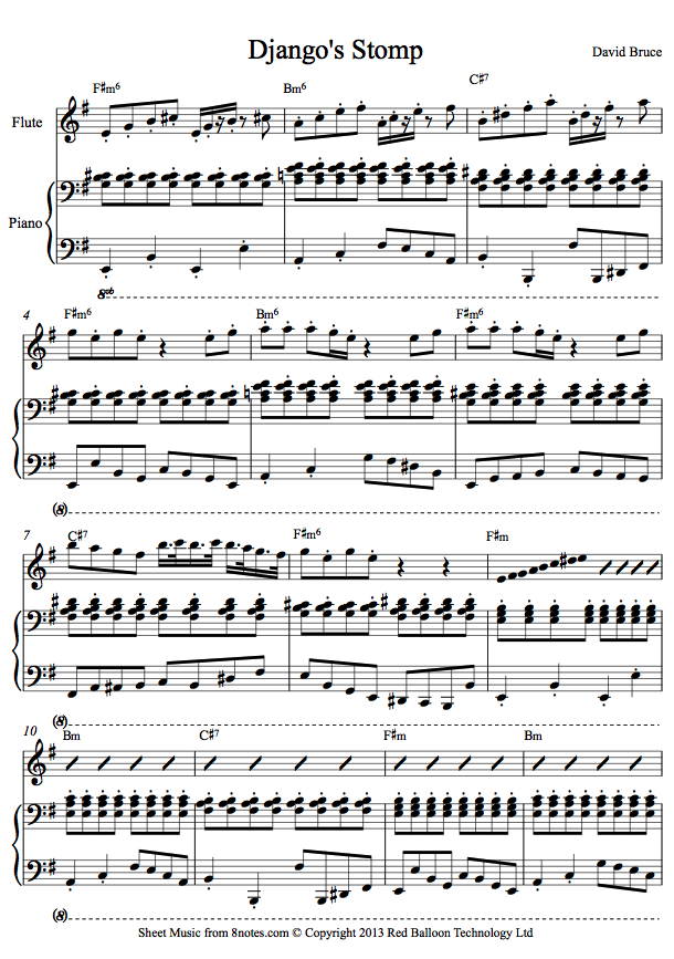 David Bruce - Django's Stomp sheet music for Flute David Bruce - Django's Stomp sheet music for Flute