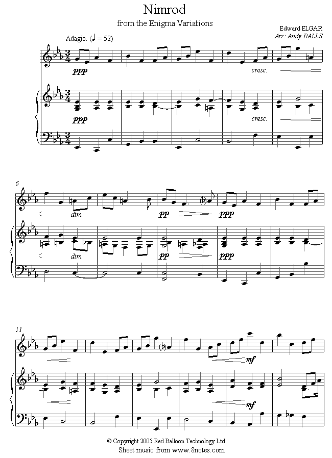 Elgar - Nimrod from Enigma Variations sheet music for Flute Elgar - Nimrod from Enigma Variations sheet music for Flute