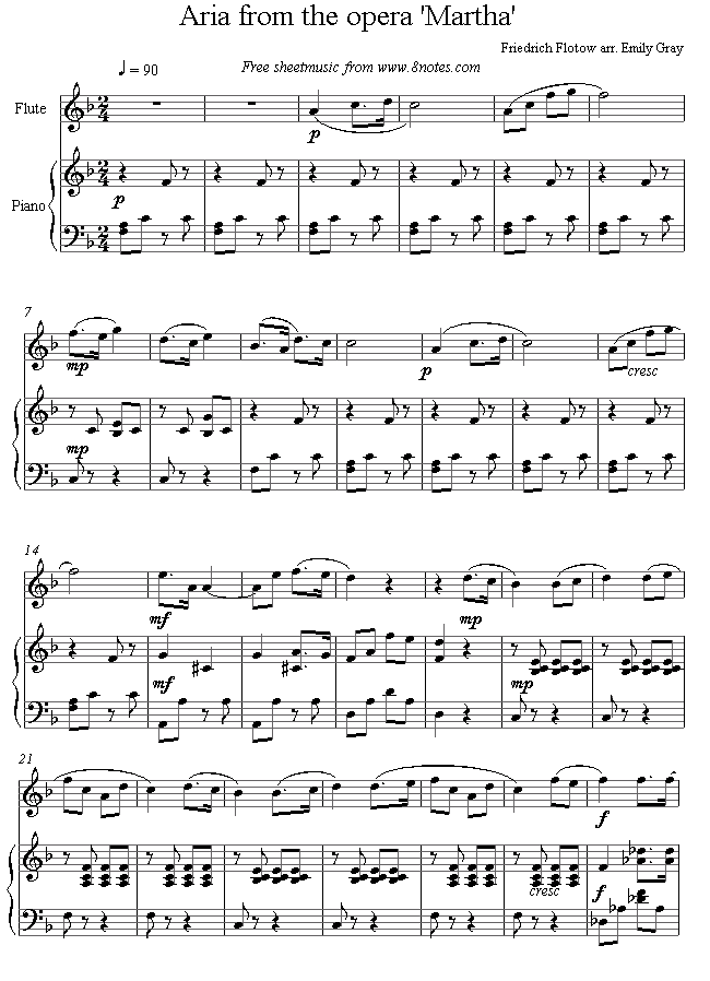Flotow - Aria from Martha sheet music for Flute Flotow - Aria from Martha sheet music for Flute