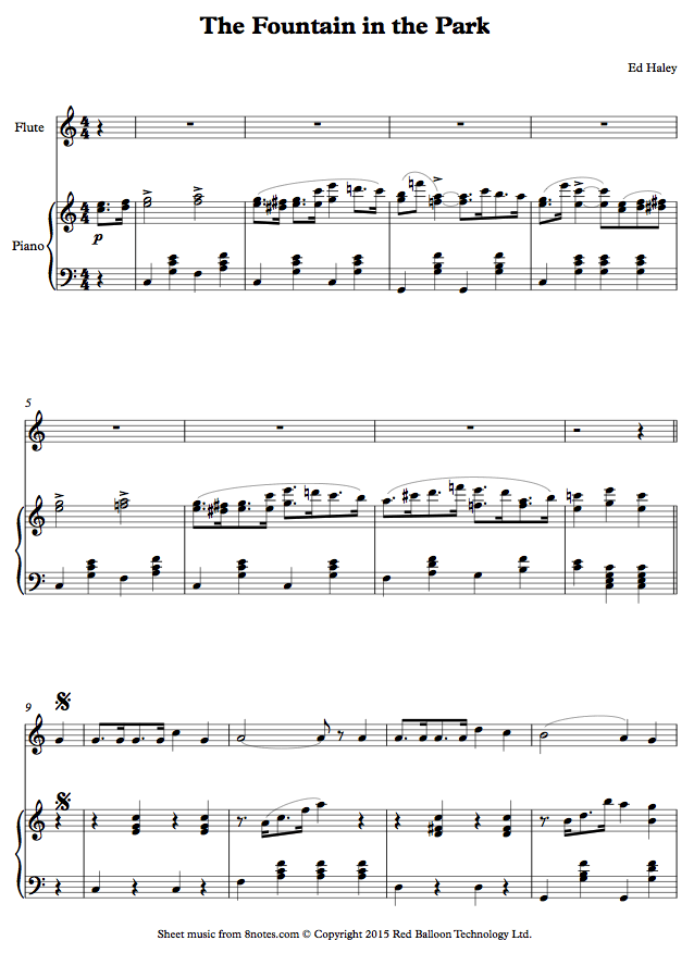 Ed Haley The Fountain in the Park sheet music for Flute
