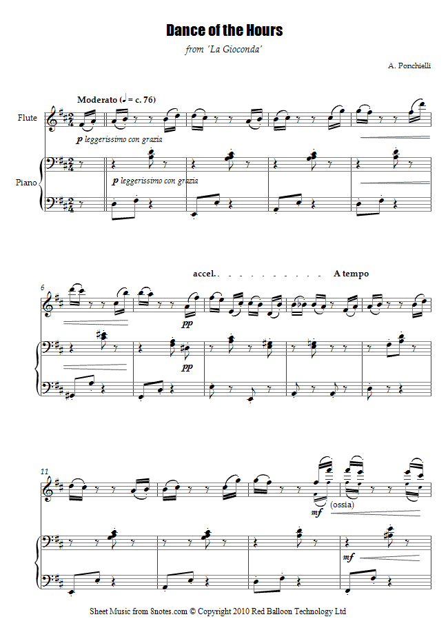 Ponchielli - Dance of the Hours from La Gioconda sheet music for Flute Ponchielli - Dance of the Hours from La Gioconda sheet music for Flute