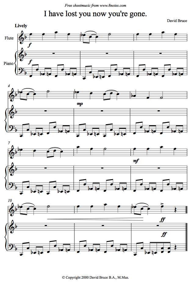 David Bruce - I have Lost you now you're gone sheet music for Flute David Bruce - I have Lost you now you're gone sheet music for Flute