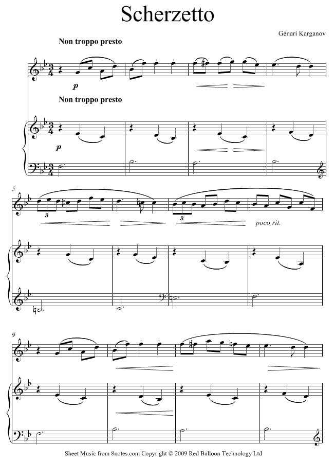 Genari Karganov - Scherzetto or Petite Waltz sheet music for Flute Genari Karganov - Scherzetto or Petite Waltz sheet music for Flute