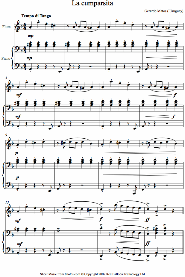 La Cumparsita sheet music for Flute La Cumparsita sheet music for Flute