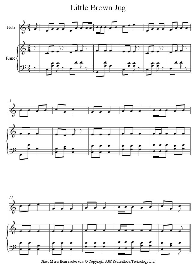 Little Brown Jug sheet music for Flute Little Brown Jug sheet music for Flute