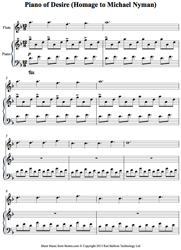 David Bruce - Piano of Desire (Homage to Michael Nyman) sheet music for Flute David Bruce - Piano of Desire (Homage to Michael Nyman) sheet music for Flute