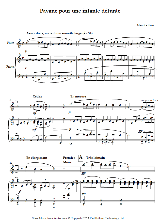 Ravel - Pavane pour une infante defunte sheet music for Flute Ravel - Pavane pour une infante defunte sheet music for Flute