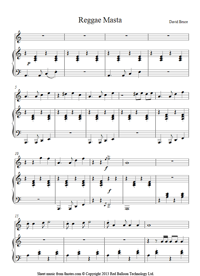 David Bruce - Reggae Masta sheet music for Flute David Bruce - Reggae Masta sheet music for Flute