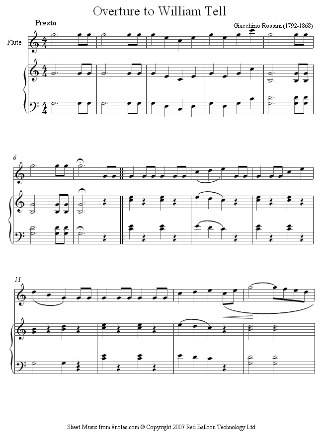 Rossini - William Tell Overture sheet music for Flute Rossini - William Tell Overture sheet music for Flute