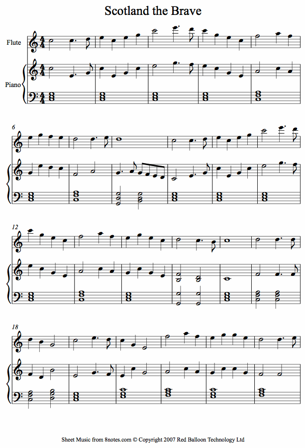 Scotland the Brave sheet music for Flute