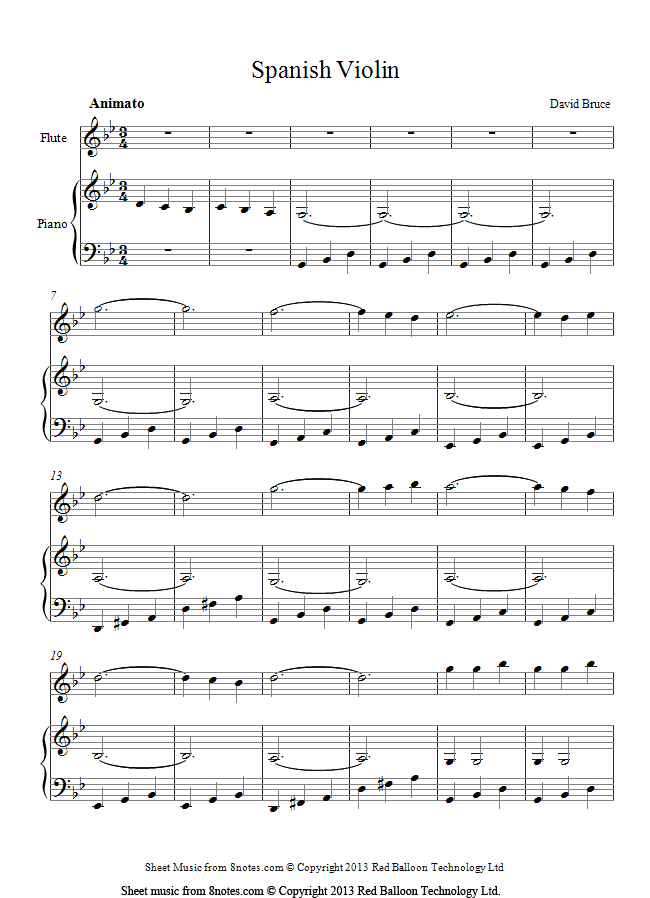 David Bruce - Spanish Violin sheet music for Flute David Bruce - Spanish Violin sheet music for Flute