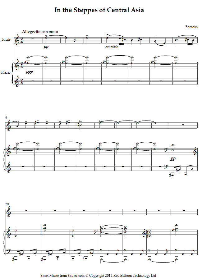 Borodin - In the Steppes of Central Asia sheet music for Flute Borodin - In the Steppes of Central Asia sheet music for Flute