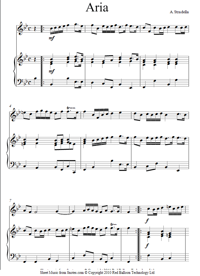 Alessandro Stradella - Aria sheet music for Flute Alessandro Stradella - Aria sheet music for Flute