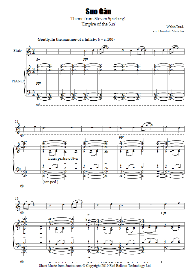 Theme from Empire of the Sun ( Suo Gan ) sheet music for Flute Theme from Empire of the Sun ( Suo Gan ) sheet music for Flute