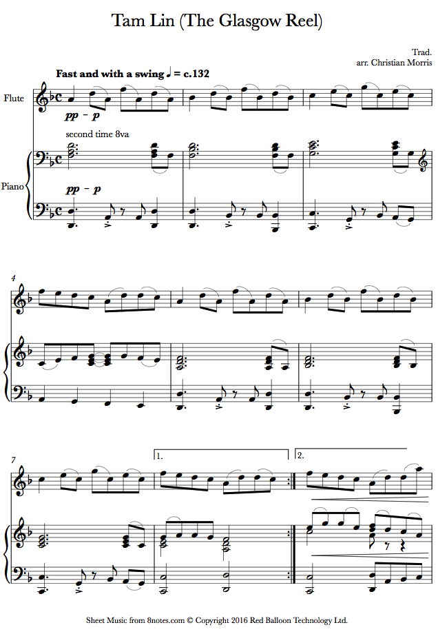 Tam Lin (The Glasgow Reel) sheet music for Flute