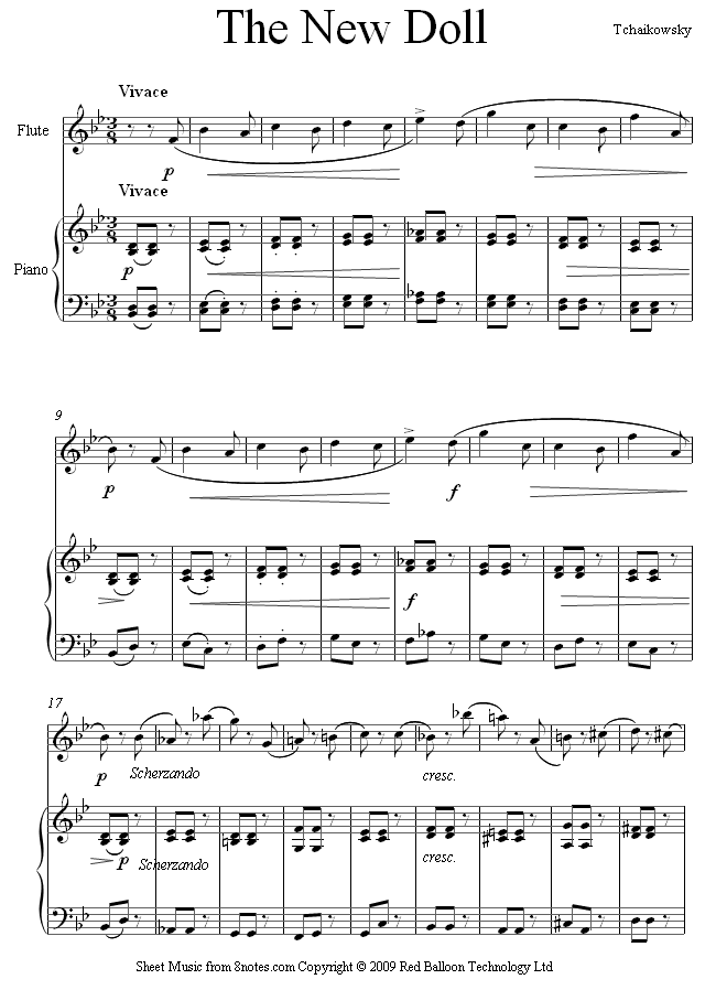 Tchaikovsky - The New Doll Op. 39, No. 6 sheet music for Flute Tchaikovsky - The New Doll Op. 39, No. 6 sheet music for Flute