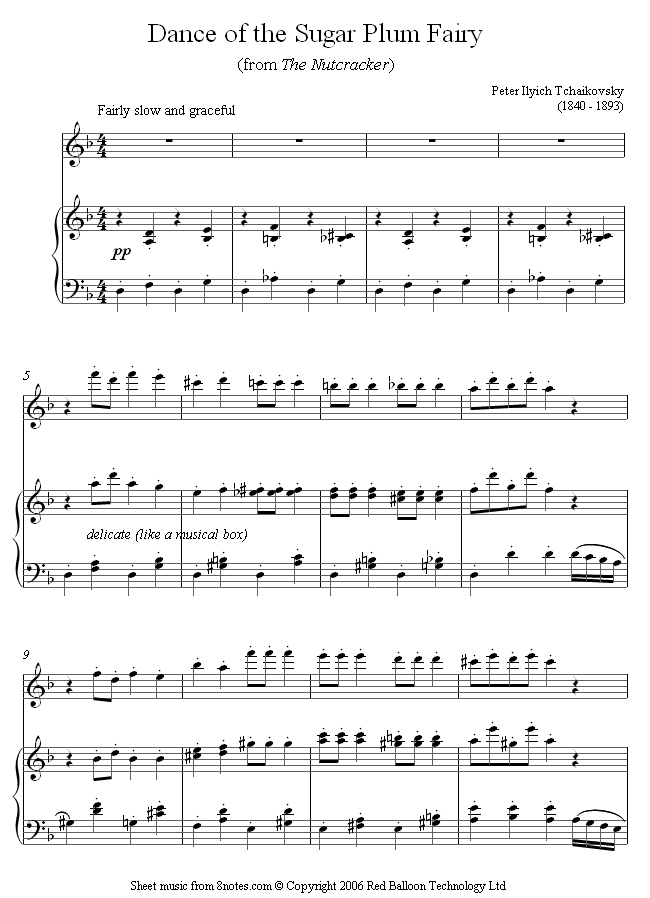 Tchaikovsky - Dance of the Sugar Plum Fairy from the Nutcracker sheet music for Flute Tchaikovsky - Dance of the Sugar Plum Fairy from the Nutcracker sheet music for Flute