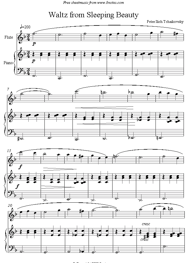 Tchaikovsky - Waltz from Sleeping Beauty sheet music for Flute Tchaikovsky - Waltz from Sleeping Beauty sheet music for Flute