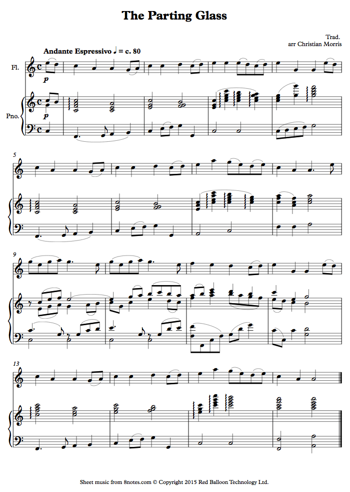 The Parting Glass sheet music for Flute