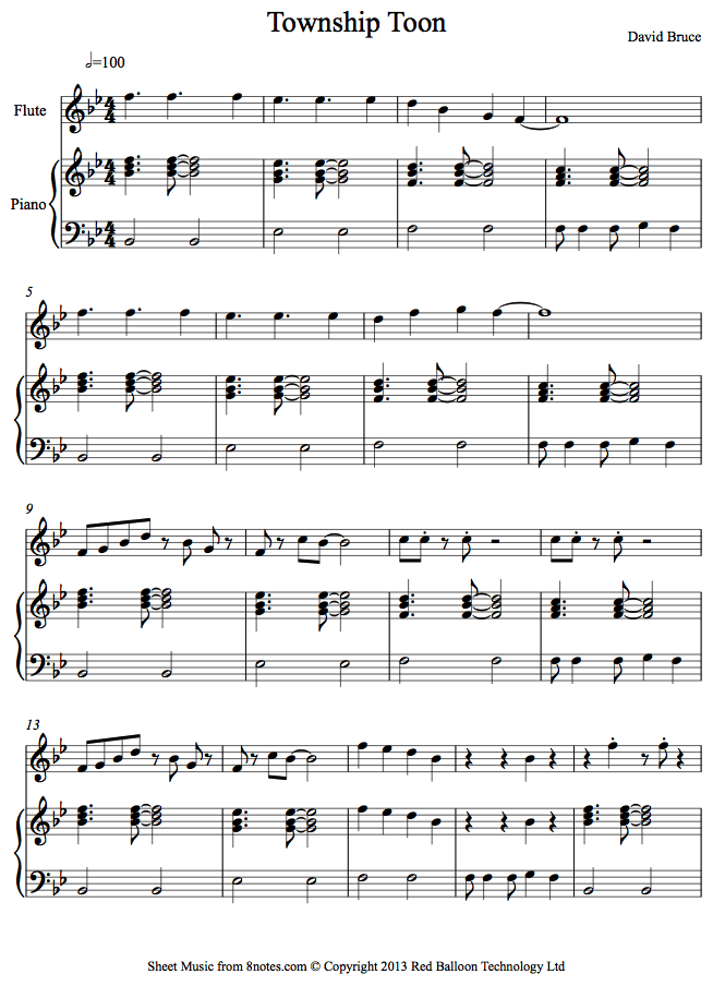 David Bruce - Township Toon sheet music for Flute David Bruce - Township Toon sheet music for Flute