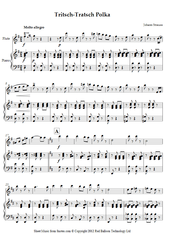 Strauss II - Tritsch-Tratsch Polka sheet music for Flute Strauss II - Tritsch-Tratsch Polka sheet music for Flute