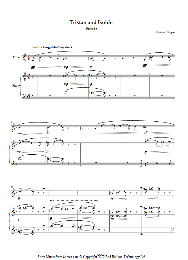 Wagner - Tristan and Isolde Prelude (Opening Excerpt) sheet music for Flute Wagner - Tristan and Isolde Prelude (Opening Excerpt) sheet music for Flute