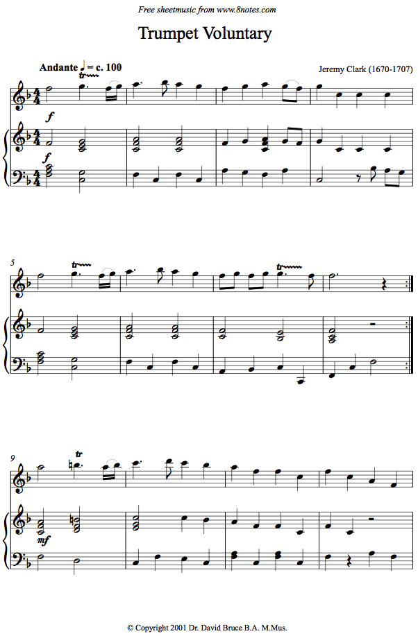 Clarke - Trumpet Voluntary sheet music for Flute Clarke - Trumpet Voluntary sheet music for Flute