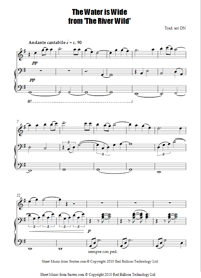 The Water is Wide theme from the film The River Wild (Meryl Streep) sheet music for Flute The Water is Wide theme from the film The River Wild (Meryl Streep) sheet music for Flute