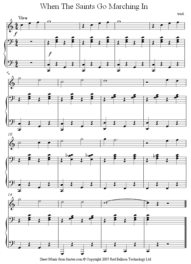 When the saints come Marching In sheet music for Flute When the saints come Marching In sheet music for Flute
