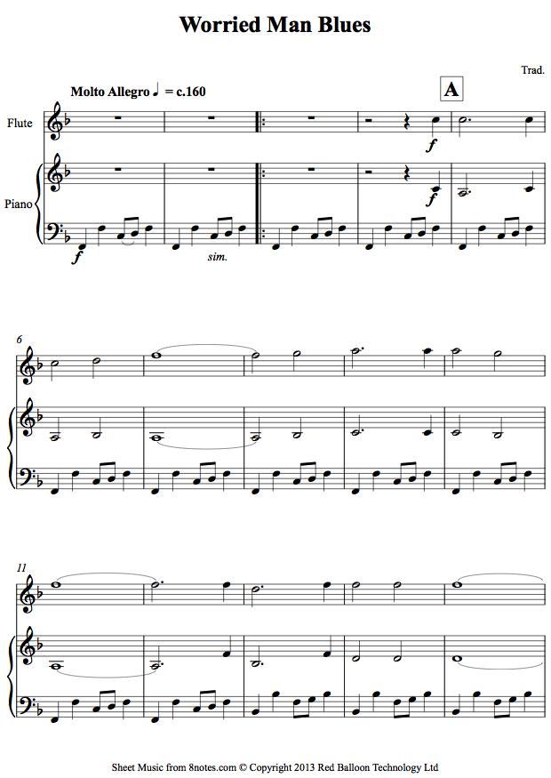 Worried Man Blues sheet music for Flute Worried Man Blues sheet music for Flute
