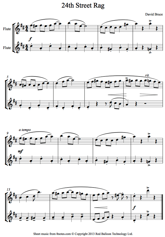 David Bruce - 24th Street Rag sheet music for Flute Duet David Bruce - 24th Street Rag sheet music for Flute Duet