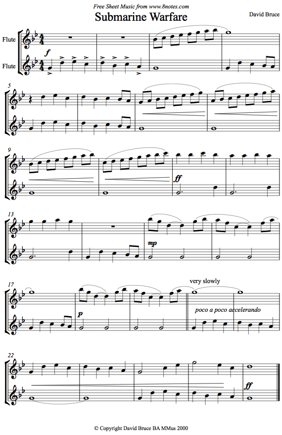 David Bruce - Submarine Warfare sheet music for Flute Duet David Bruce - Submarine Warfare sheet music for Flute Duet