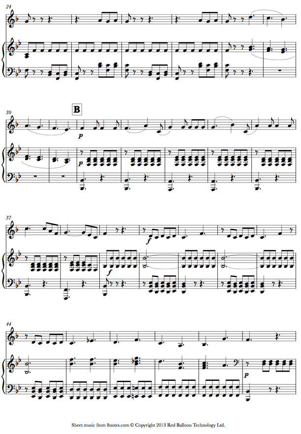 Mozart Theme from Piano Concerto No. 22 sheet music for French Horn