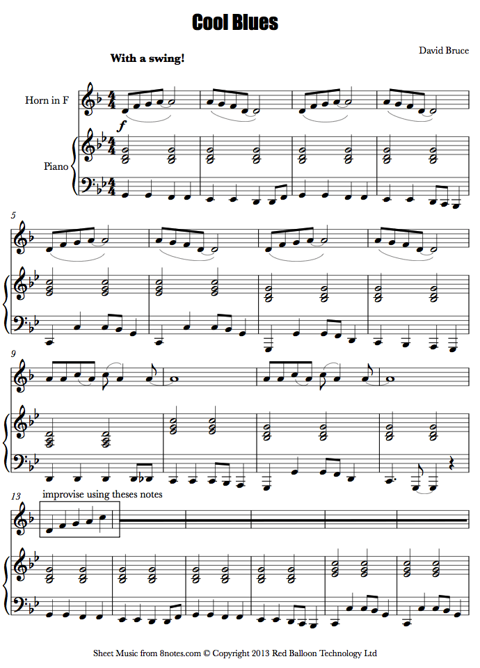 David Bruce Cool Blues sheet music for French Horn