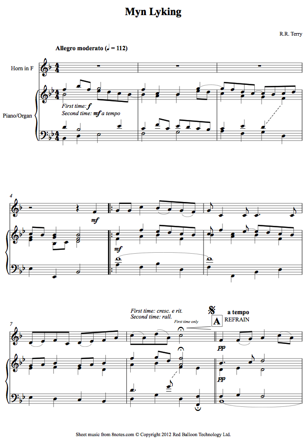 Terry - Myn Lyking sheet music for French Horn Terry - Myn Lyking sheet music for French Horn