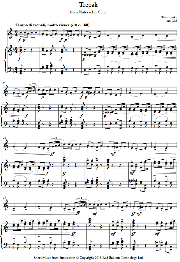 Tchaikovsky Trepak from Nutcracker Suite, Op. 71a IV. sheet music for