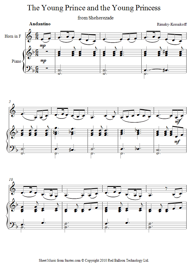 Rimsky-Korsakov - Sheherezade theme sheet music for French Horn Rimsky-Korsakov - Sheherezade theme sheet music for French Horn