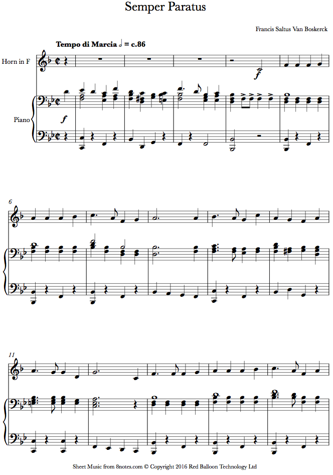 semper paratus sheet music for french horn 8notes com copyright duration chart