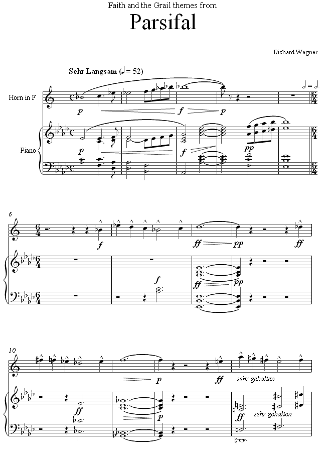 Wagner - Themes from Parsifal sheet music for French Horn Wagner - Themes from Parsifal sheet music for French Horn