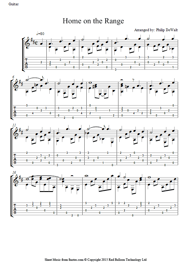 Home on the Range sheet music for Guitar