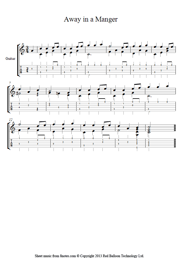 Away in a Manger sheet music for Guitar Away in a Manger sheet music for Guitar