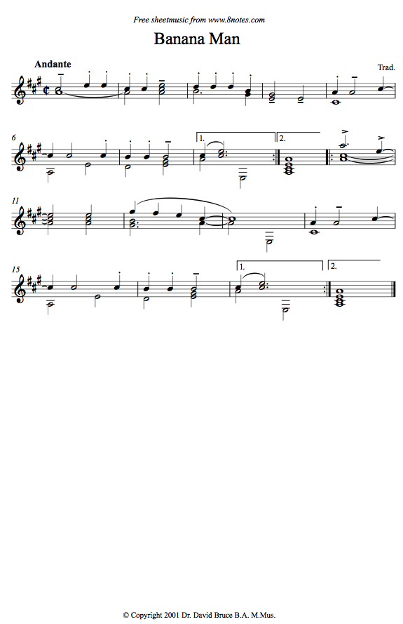 Banana Man sheet music for Guitar Banana Man sheet music for Guitar